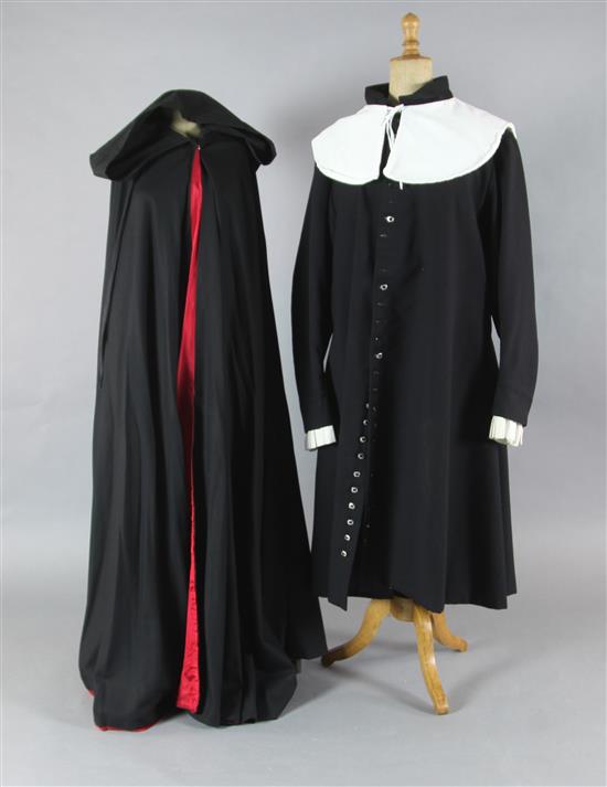 A collection of capes, priests robes, ladies skirts, etc.